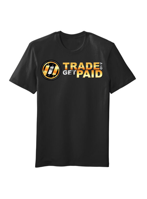 Trade and Get Paid gold logo black t-shirt